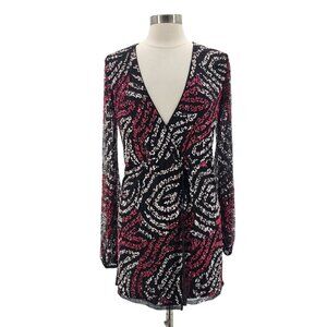 Nasty Gal Black and Pink Long Sleeve Dress